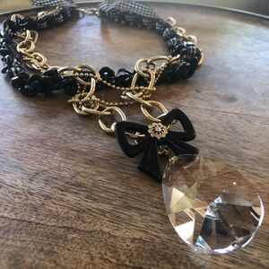 Rare Betsey Johnson gold black stone necklace